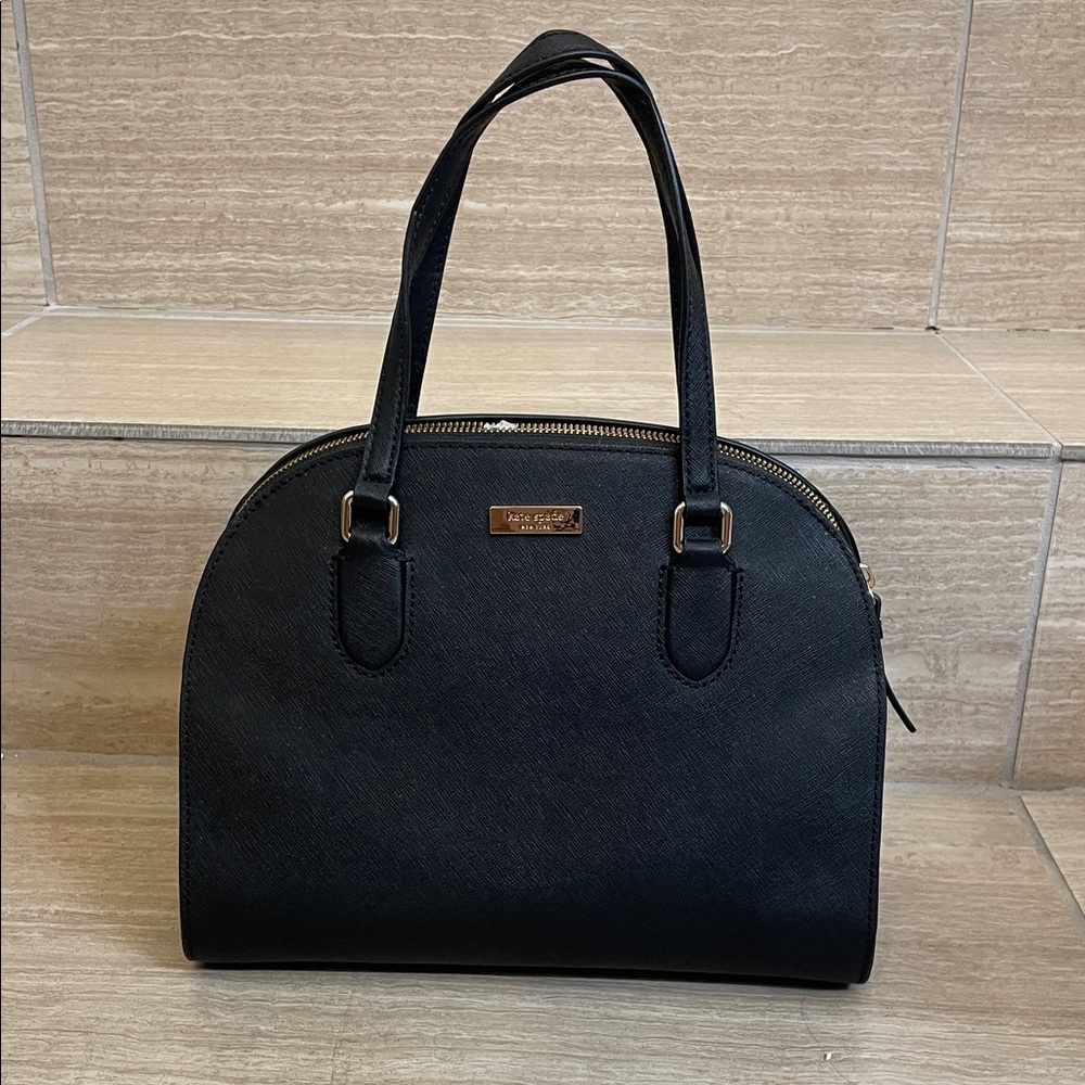 kate spade ♠️ NWT Black Saffiano Dome Satchel with Gold Accent “Laurel Way” - Picture 1 of 7